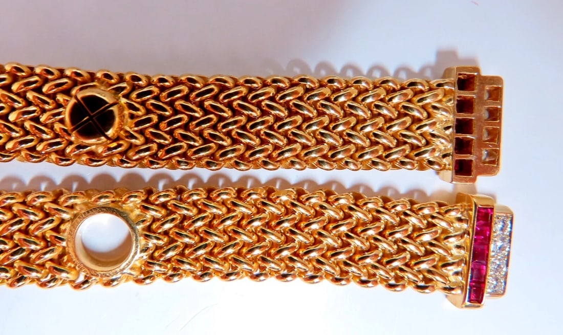 Ribbon Wrap Heavy Tight Cable Linked Ruby Diamond Necklace 14k 105 Gram ** - 6