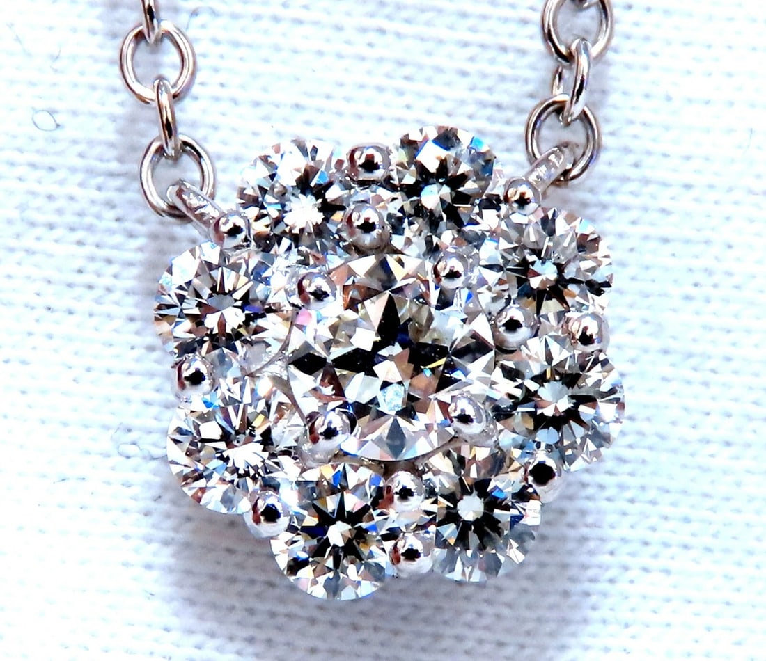 GIA Certified .48ct & 1.14ct Diamonds Cluster Necklace 14kt Snowflake** - 4