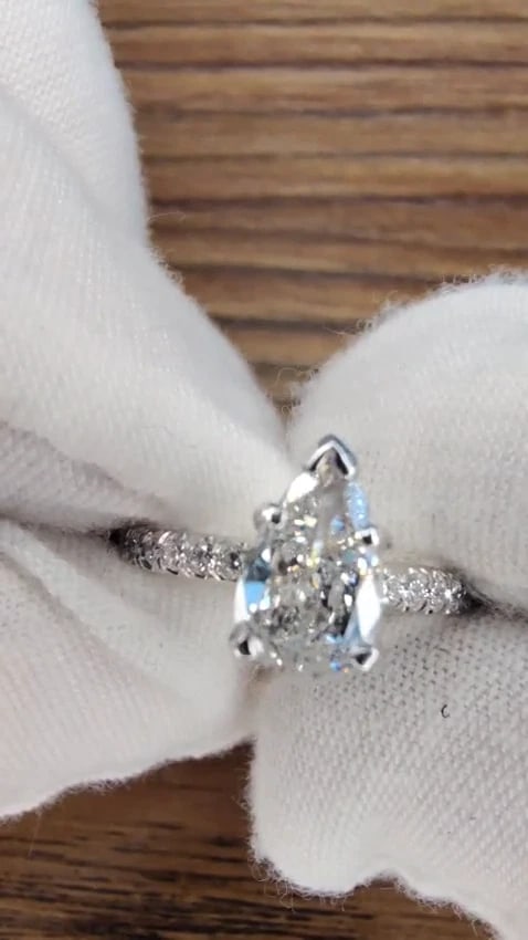 GIA Certified .54ct Natural Pear Shaped Diamond Ring 14kt *v - 3