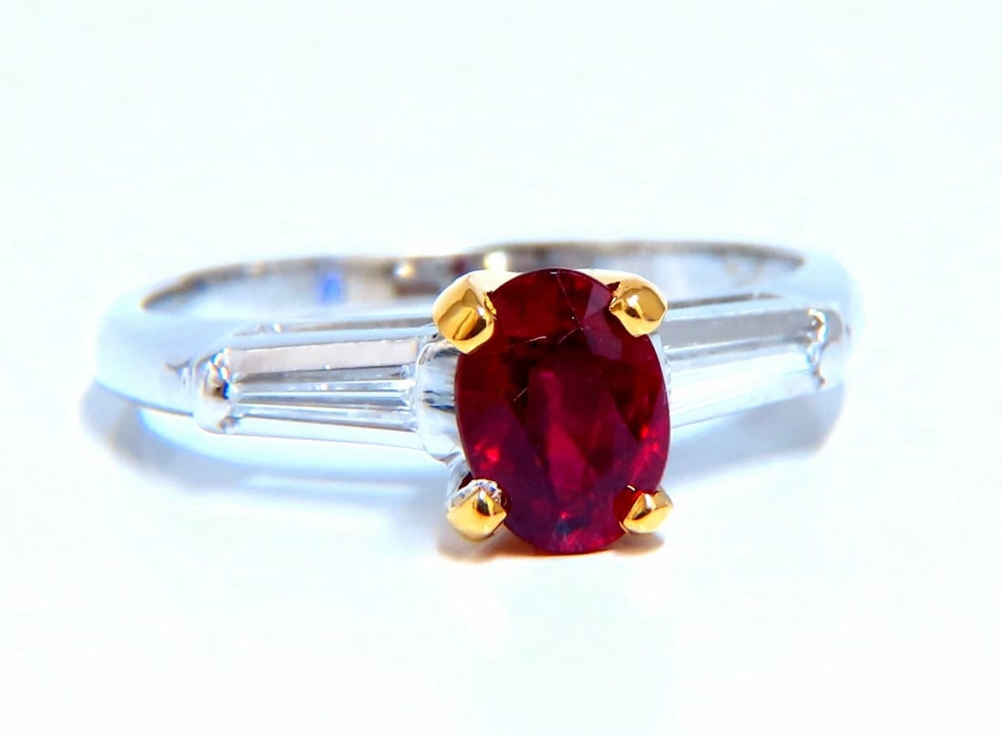 GIA Certified Ruby .99ct Diamond ring Platinum Vivid Red Prime *v (1 of 7)