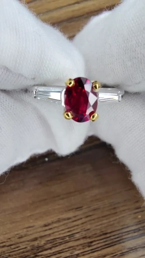GIA Certified Ruby .99ct Diamond ring Platinum Vivid Red Prime *v - 3