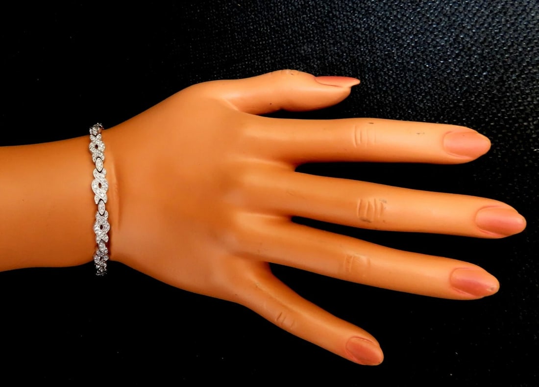 .60ct. natural round diamonds tennis bracelet classic 14 karat white gold *v - 6