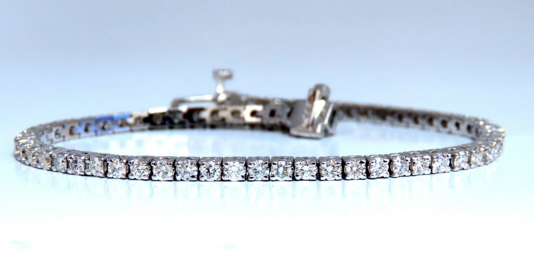 3.30ct. natural round diamonds tennis bracelet classic 14 karat white gold *v - 4