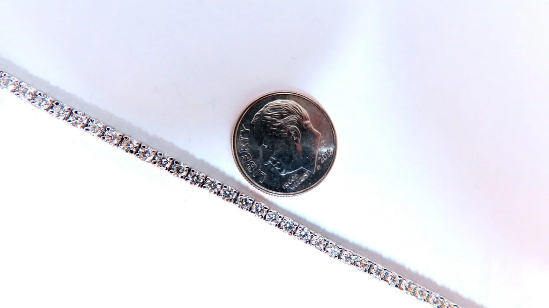 3.30ct. natural round diamonds tennis bracelet classic 14 karat white gold *v - 6