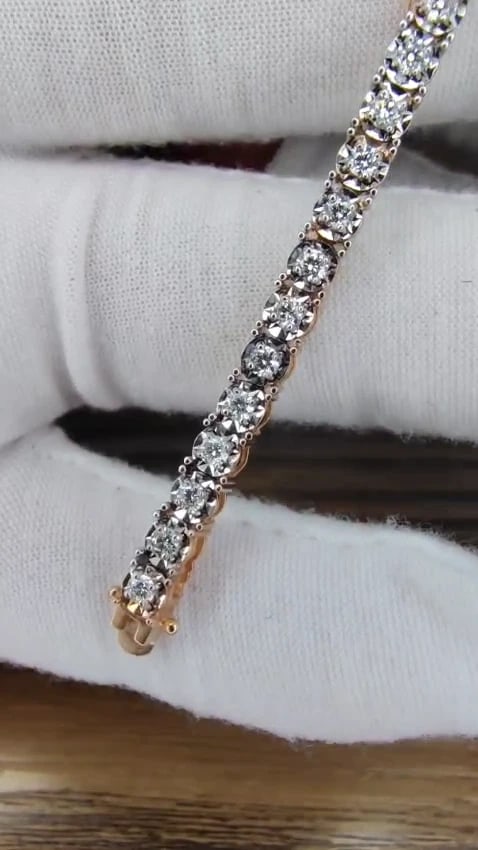 2.02ct. natural round diamonds tennis bracelet classic 14 karat rose gold *v - 3