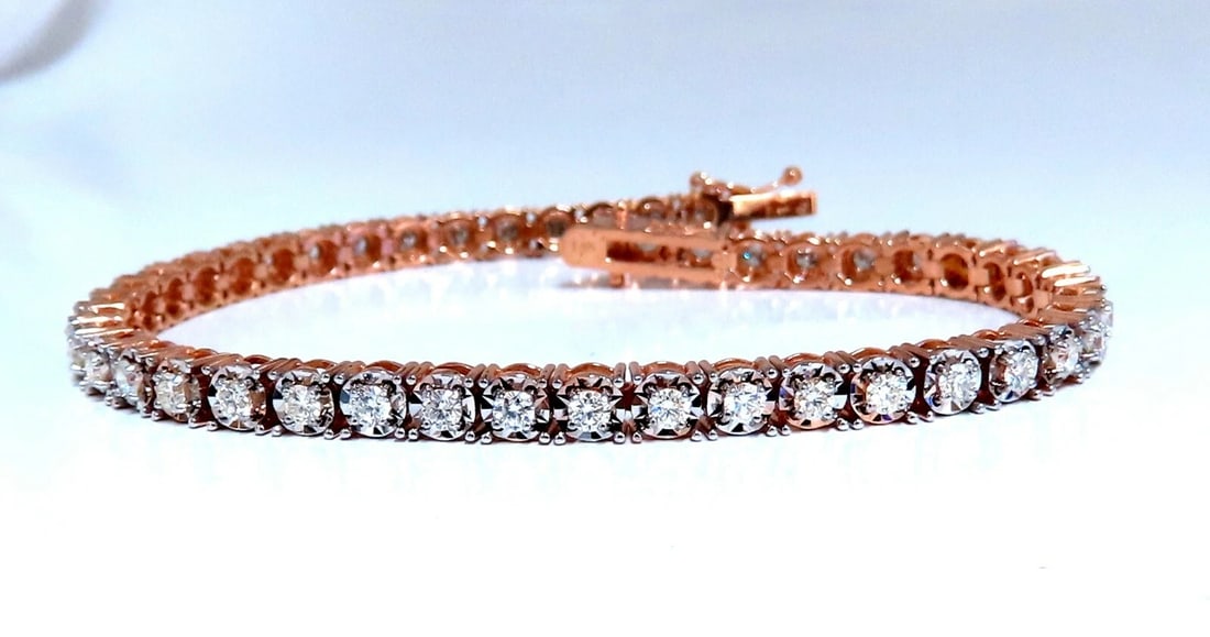 2.02ct. natural round diamonds tennis bracelet classic 14 karat rose gold *v - 4
