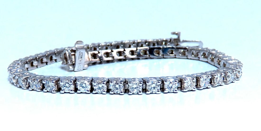 3.75 carat natural round diamonds link tennis bracelet 14kt *v - 4