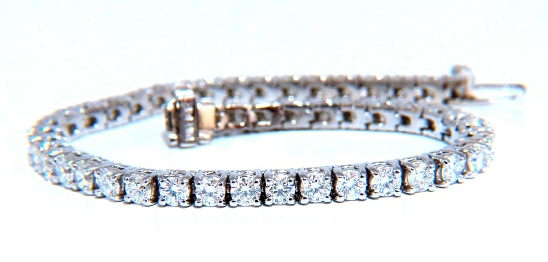 6.02 carat natural round diamonds link tennis bracelet 14kt gold *v - 4
