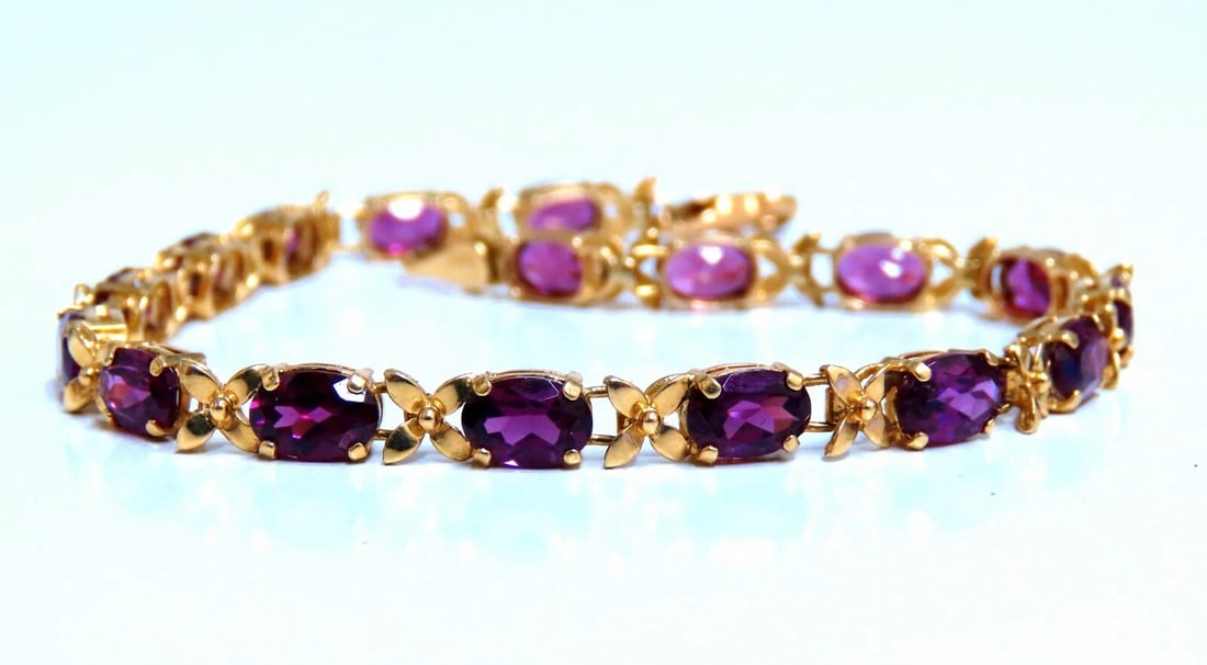 5.50ct Natural Rhodolite Garnet Bracelet 14kt gold *v - 4