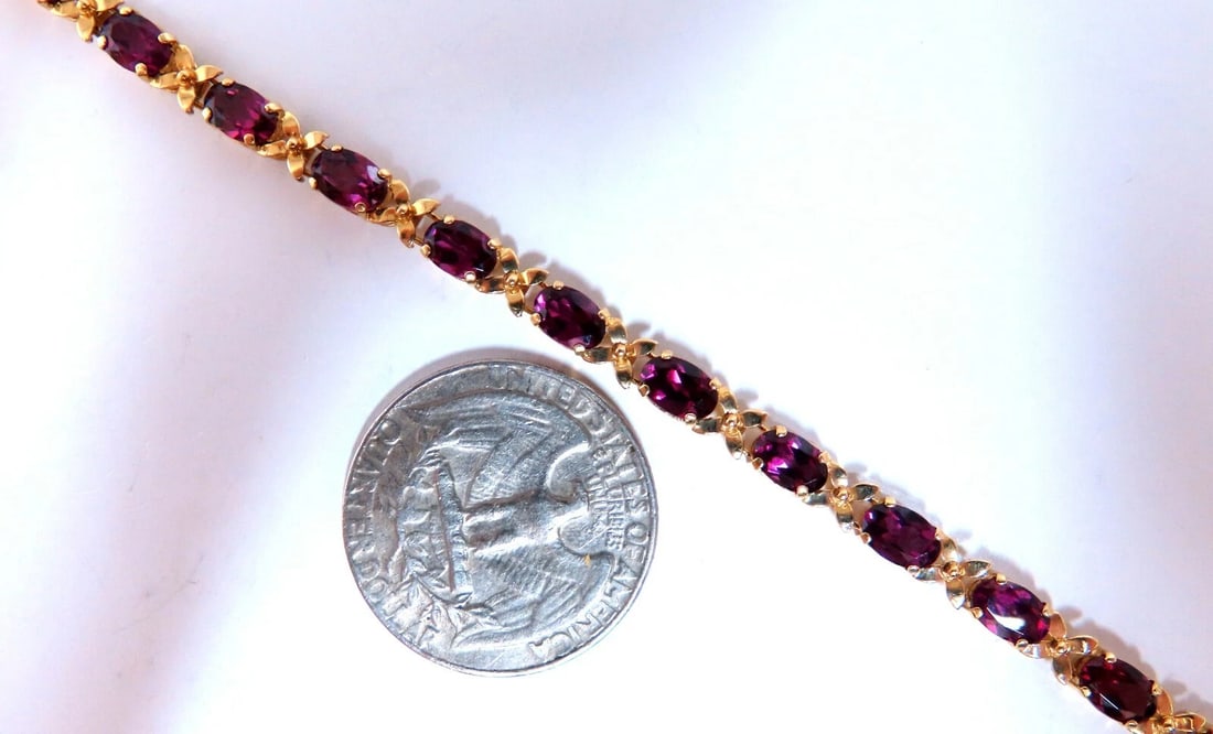 5.50ct Natural Rhodolite Garnet Bracelet 14kt gold *v - 6