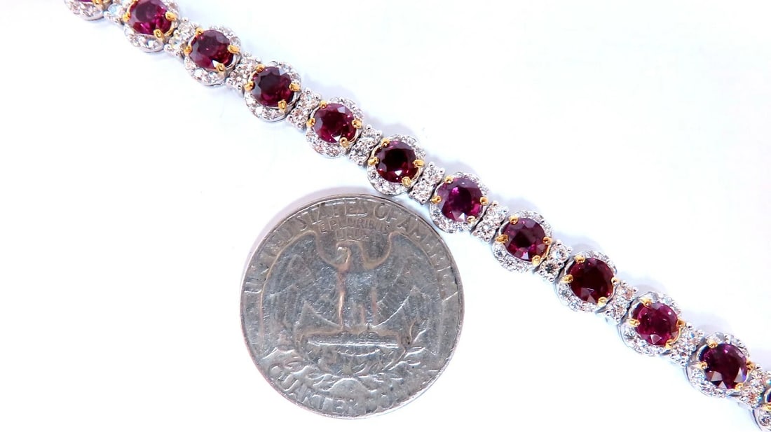 12ct Natural Ruby Diamonds Bracelet 14kt Gold *v - 6