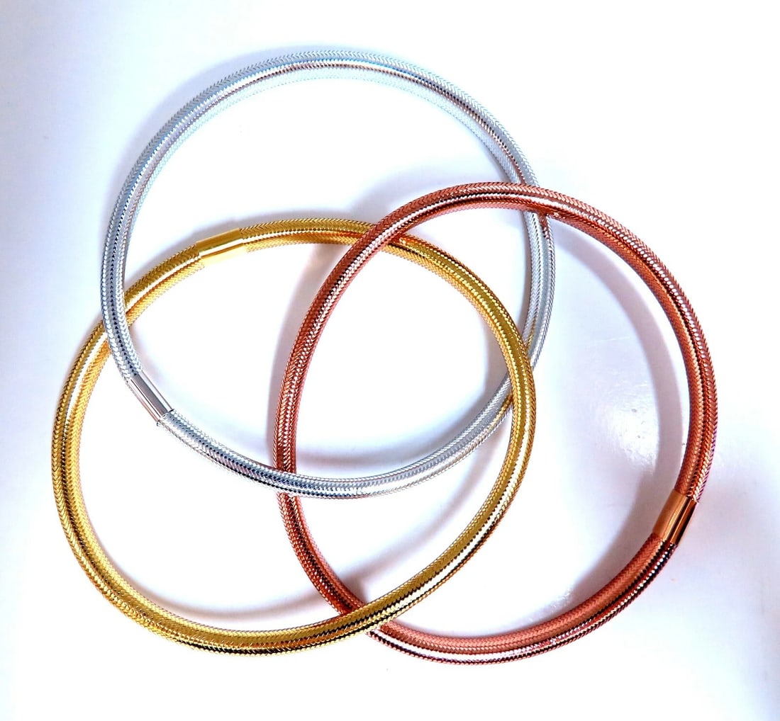 14kt Gold Woven Bracelets Tri-color Gold Threaded *v - 4