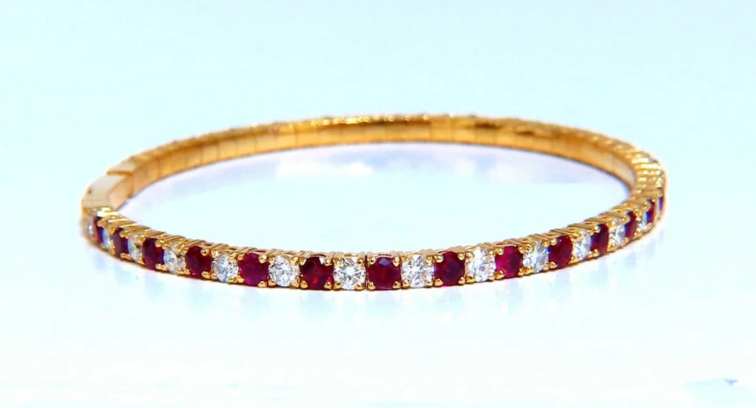 4.65ct vivid red natural ruby diamonds tennis Flexible Bangle bracelet 14kt *v (1 of 6)