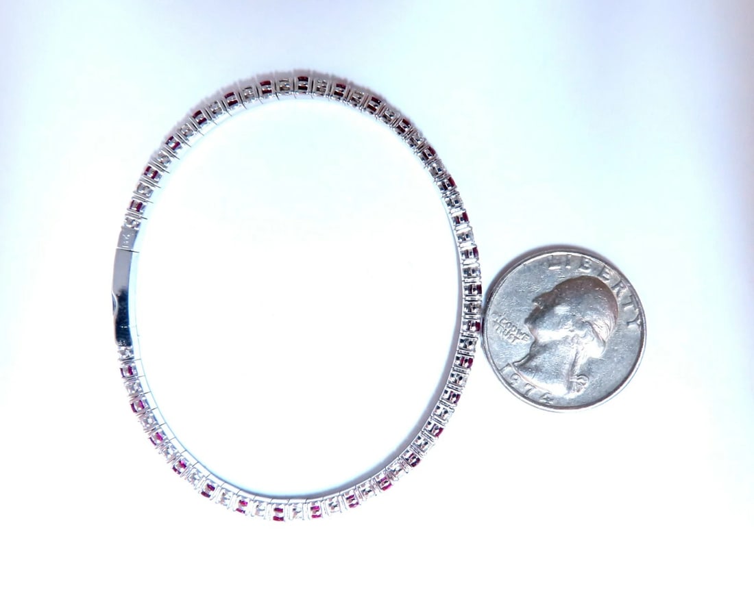5.25ct vivid red natural ruby diamonds tennis Flexible Bangle bracelet 14kt *v - 6