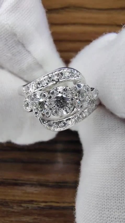 .54ct Natural Diamonds American Regency Revival Deco Ring 14kt *v - 3