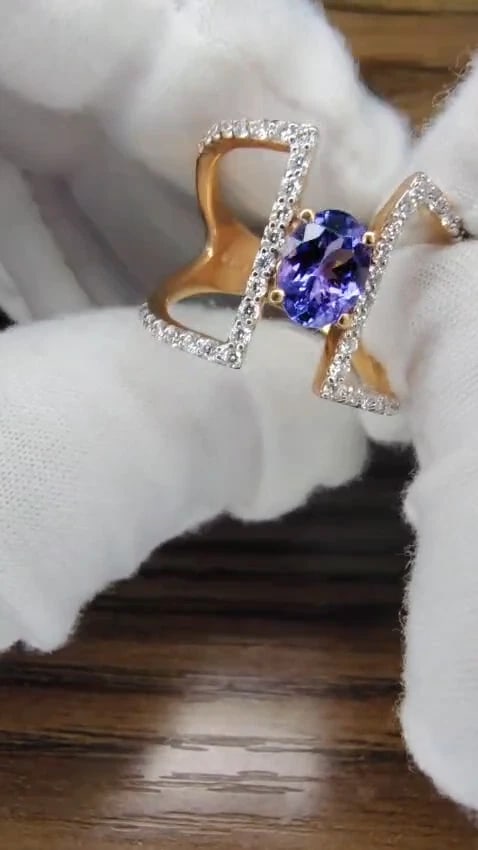 1.30ct Natural Tanzanite Diamond ring Wide shoulder Mod *v - 3