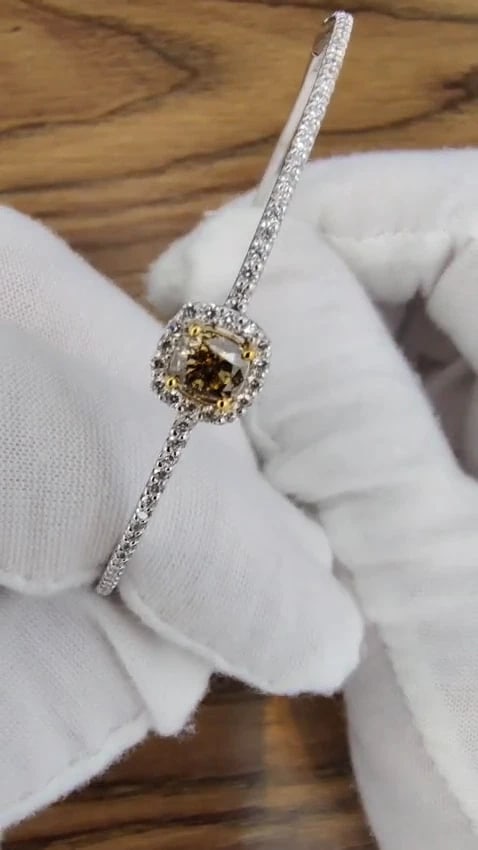 1.20ct Natural Fancy Color Diamonds Bangle Bracelet 14kt Gold Mod Deco Prime *v - 3
