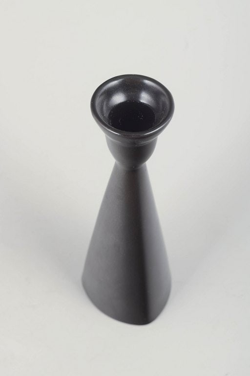 Gefle, Sweden. Cone-shaped candlestick in black-glazed stoneware. Approx. 1970s. - 2