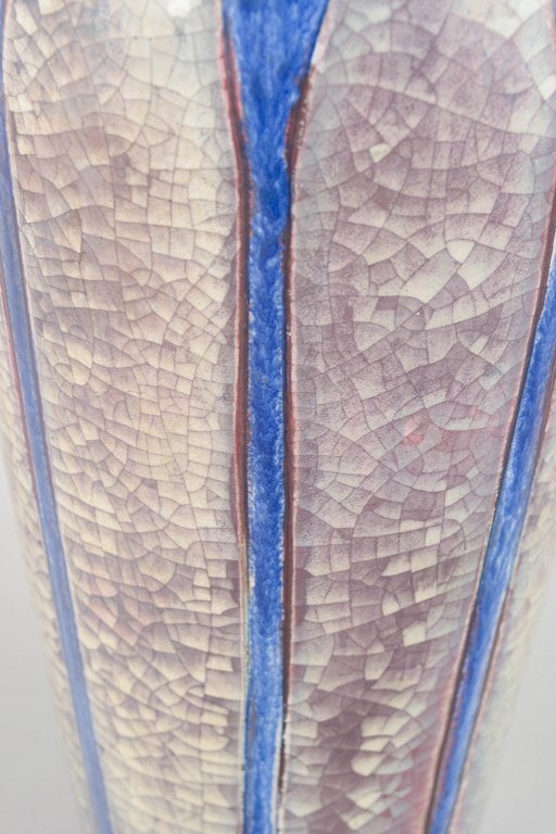 Marianne Starck for Michael Andersen, Denmark. Tall ceramic vase with iridescent glaze in blue, - 3