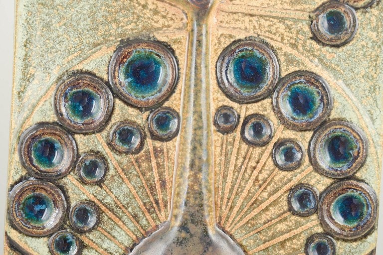 Josef Simon for Soholm, Denmark. Ceramic wall relief with peacock. Approx. 1960s. - 3