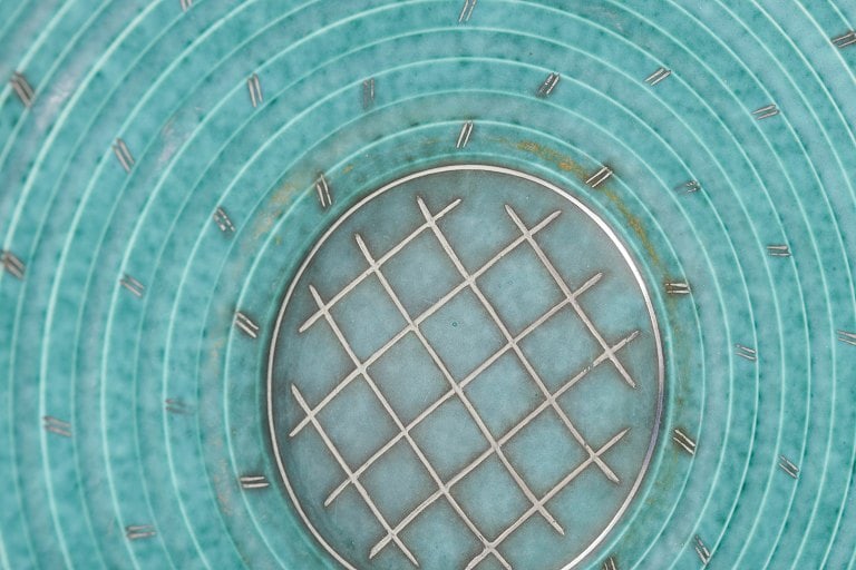Wilhelm Kage for Gustavsberg, Sweden. Round faience dish with turquoise glaze. Mid-20th century. - 3