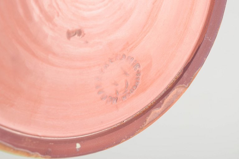 Hoganas, Sweden. Art Deco low circular ceramic dish with a relief rim. Approx. 1940s. - 4
