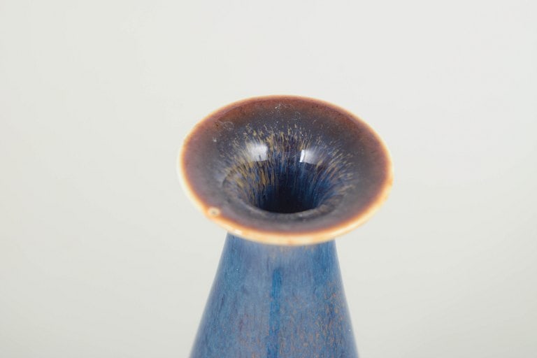 Carl-Harry Stalhane for Rorstrand, Sweden. drop-shaped stoneware bowl with a glossy blue glaze. - 3