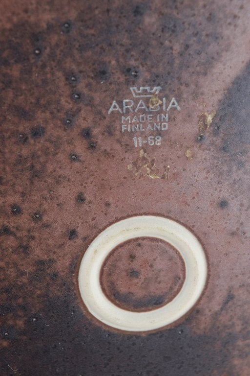 Ulla Procope for Arabia, Finland. Ruska, flat stoneware dish in earth tones. Approx. 1970s. - 4
