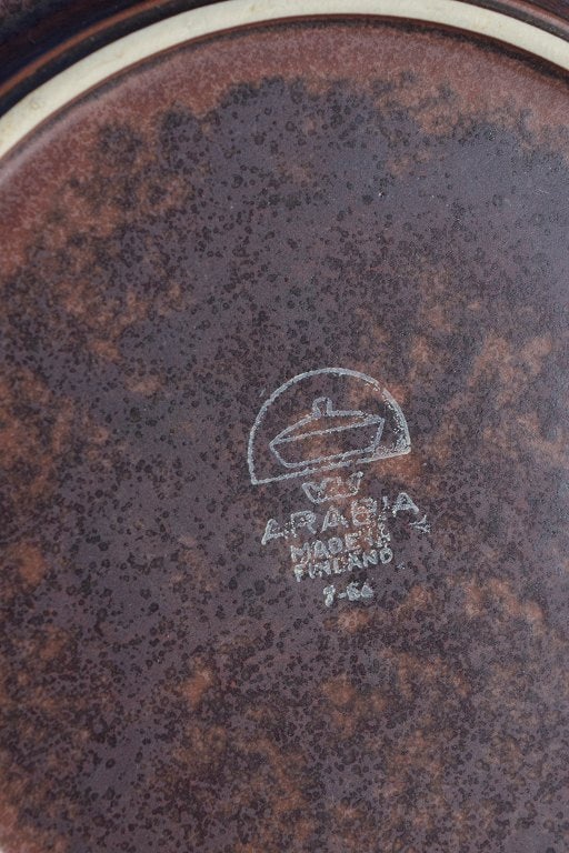 Ulla Procope for Arabia, Finland. Ruska, set of six stoneware plates in earth tones. Approx. 1970s. - 4