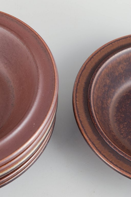 Ulla Procope for Arabia, Finland. Ruska, set of six stoneware deep plates in earth tones. Approx. - 3