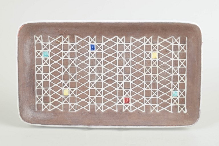 Ingrid Atterberg for Upsala-Ekeby, Sweden. Rectangular stoneware dish with a brown glaze and a (1 of 4)