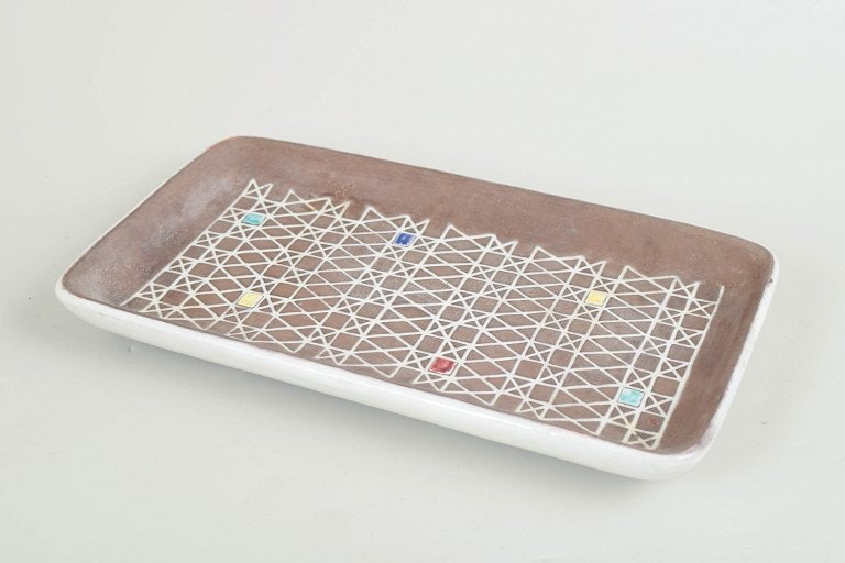Ingrid Atterberg for Upsala-Ekeby, Sweden. Rectangular stoneware dish with a brown glaze and a - 2