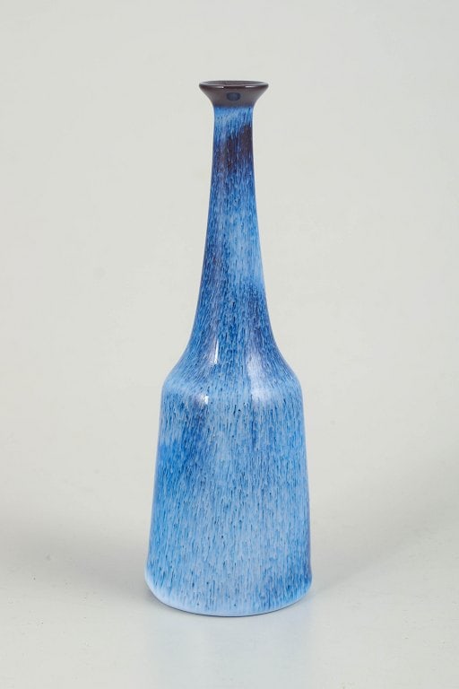 Gunnar Nylund for Rorstrand, Sweden. Slender vase in glazed stoneware with a long narrow neck. (1 of 4)