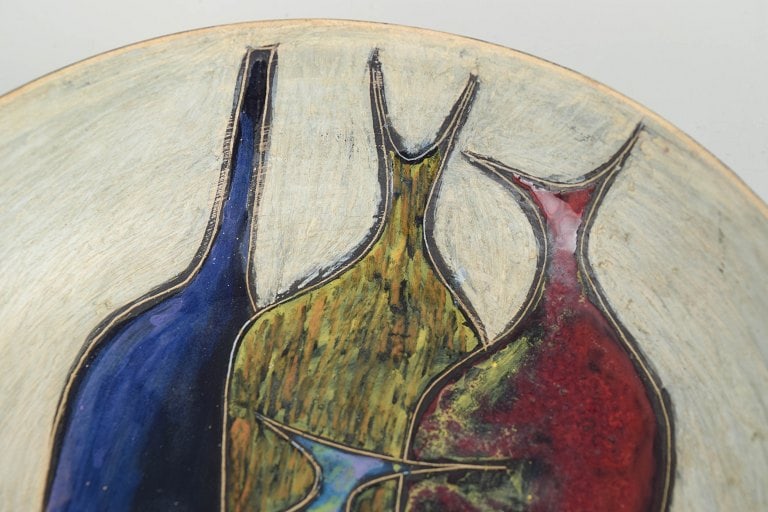 Marcello Fantoni, Italy. Low, circular ceramic bowl with an abstract relief composition. Approx. - 3