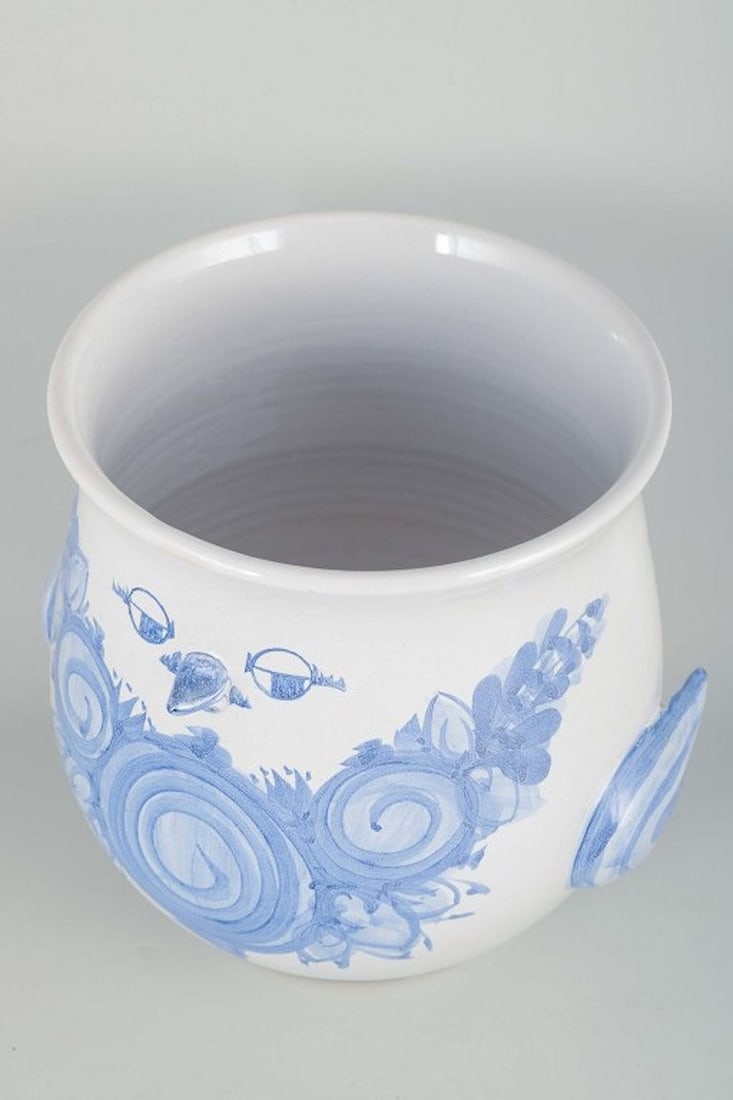 Bjorn Wiinblad, Danish artist, ceramicist, and designer. Organically shaped flowerpot cover in - 2