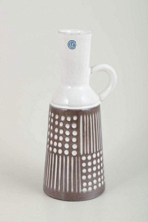 Mari Simmulson for Upsala Ekeby, Sweden. Tall ceramic pitcher with a narrow neck and single handle. (1 of 4)