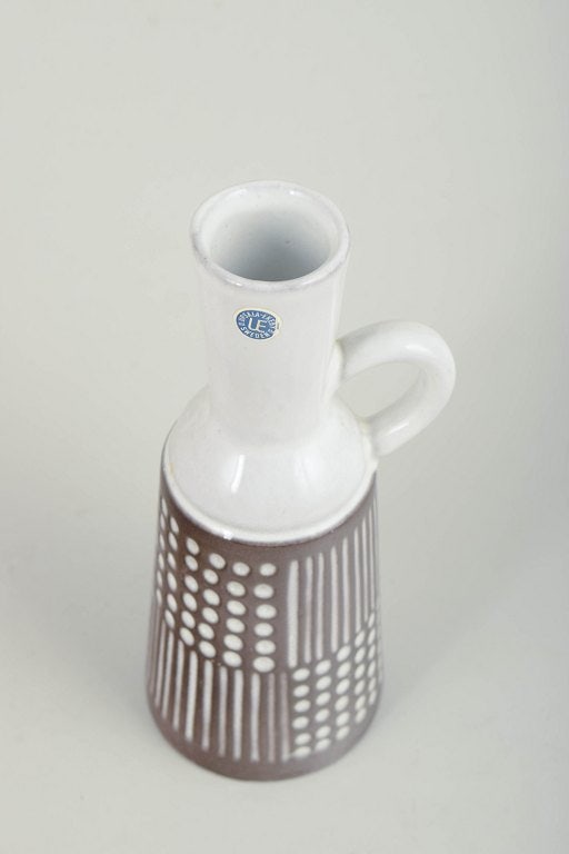 Mari Simmulson for Upsala Ekeby, Sweden. Tall ceramic pitcher with a narrow neck and single handle. - 2
