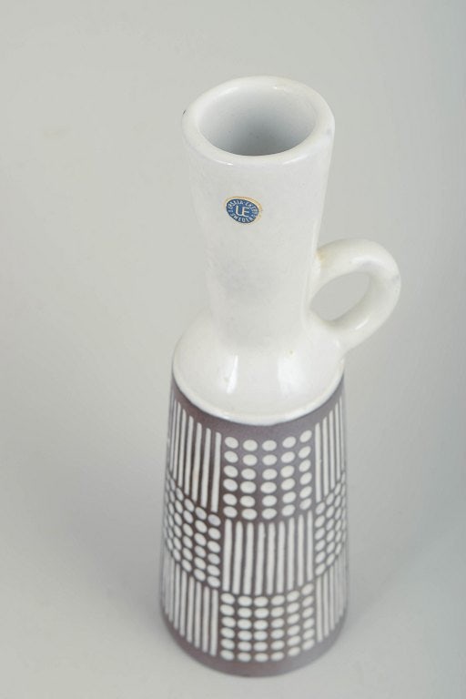 Mari Simmulson for Upsala Ekeby, Sweden. Tall ceramic pitcher with a narrow neck and single handle. - 2
