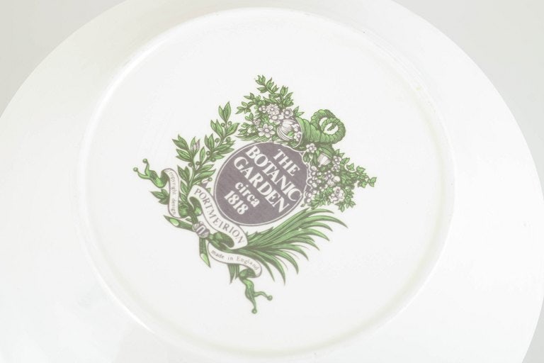Portmeirion, England. Set of four faience deep plates with a botanical motif. Approx. 1970s. - 4