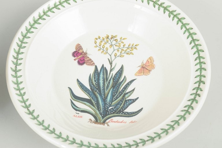 Portmeirion, England. Set of five faience deep plates with a botanical motif. Approx. 1970s. - 4