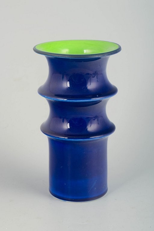 Inger Persson for Rorstrand, Scandinavia. Stoneware vase with cobalt-blue glaze. Approx. 1970s. (1 of 4)