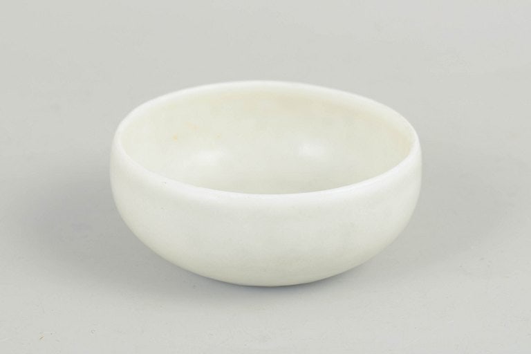 Carl-Harry Stalhane for Rorstrand, Sweden. Miniature round stoneware bowl in white glaze. Mid-20th (1 of 4)