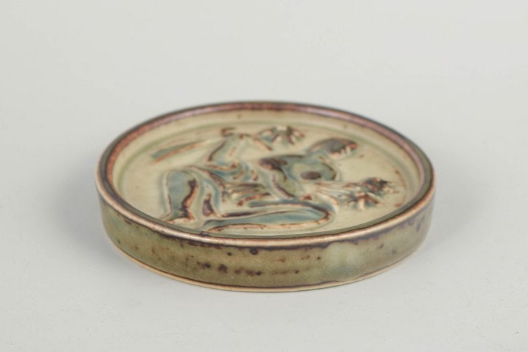 Jais Nielsen for Royal Copenhagen, Denmark. Miniature ceramic dish with figural motif. Dated 1964. - 2