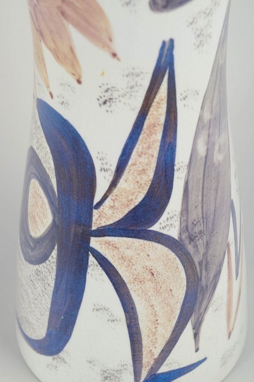 Thorkild Olsen for Aluminia, Denmark. Large faience vase decorated with abstract composition. Circa - 3