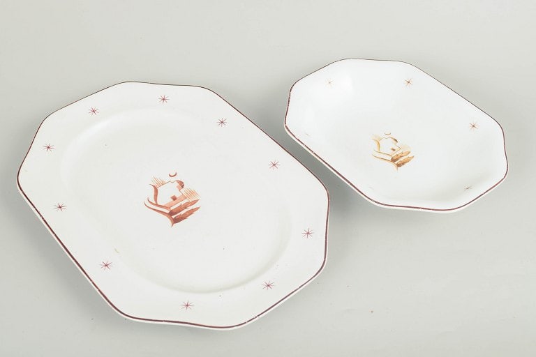 Arabia, Finland. Orient, set of two earthenware dishes with brown border line and star motifs. Art - 3