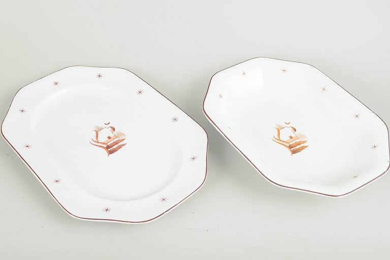Arabia, Finland. Orient, set of two earthenware dishes with brown border line and star motifs. Art - 2
