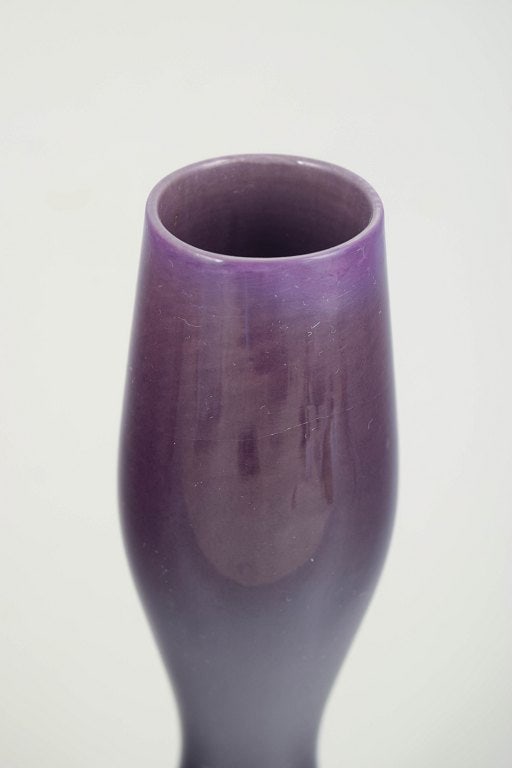 Carl-Harry Stalhane for Rorstrand, Sweden. Stoneware vase with purple glaze and waisted centre. - 3
