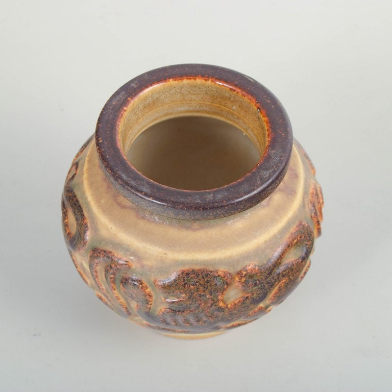 Michael Andersen & Son, Bornholm, Denmark. Rounded stoneware vase with relief decoration of an - 2