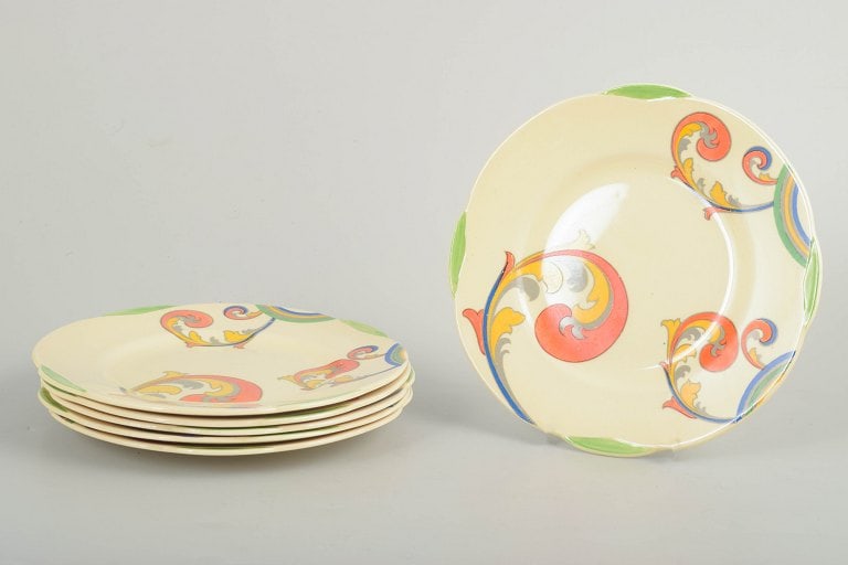 Clarice Cliff for Royal Doulton, England. Faience set of six cake plates with decoration from the (1 of 4)