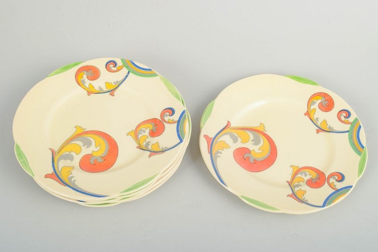 Clarice Cliff for Royal Doulton, England. Faience set of six cake plates with decoration from the - 2